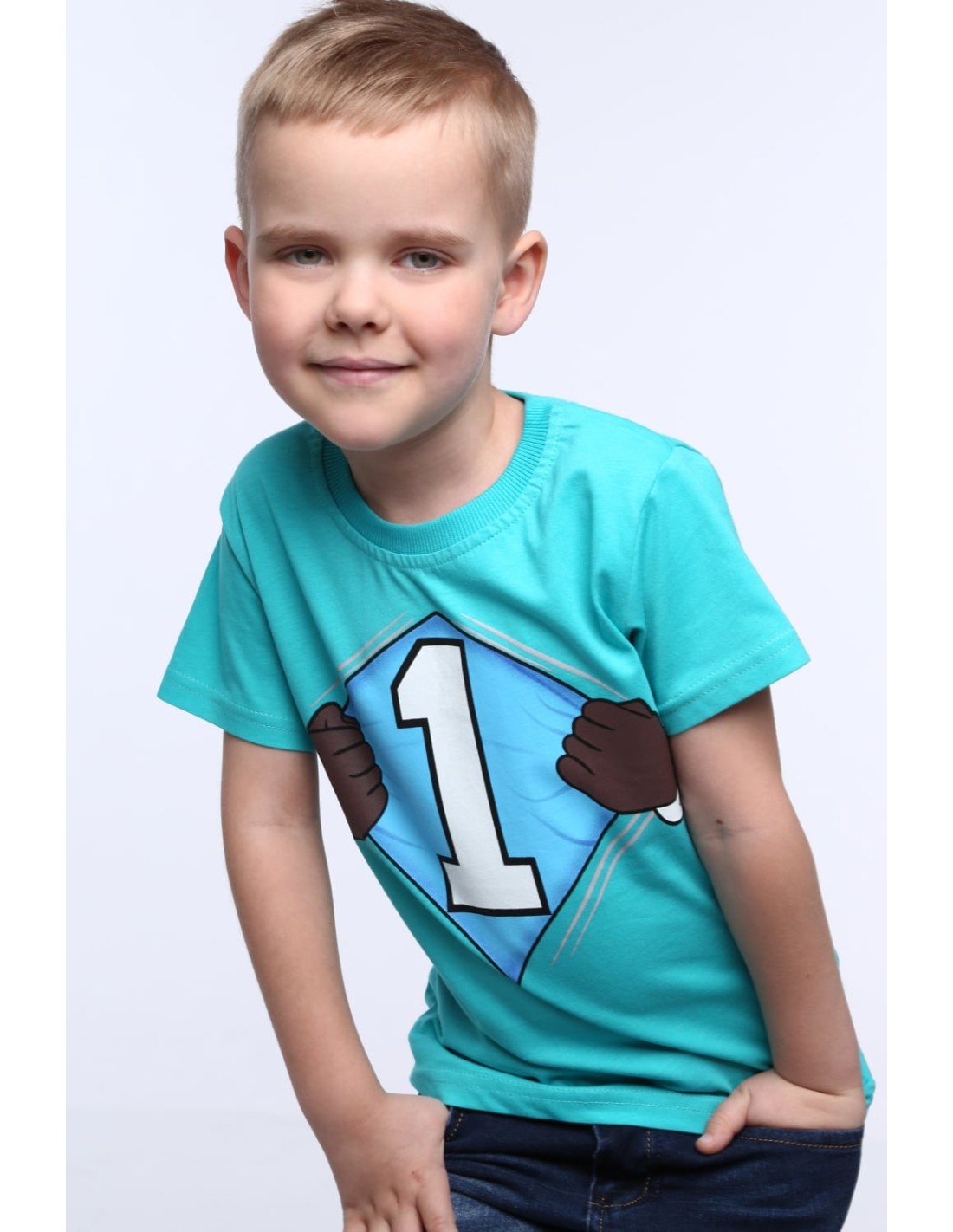 Boy\'s T-shirt with a number, mint NDZ4478 - Online store - Boutique